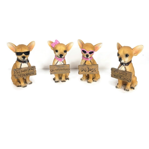 Sassy chihuahua set of 4. They have sun glasses and sassy signs. - Picture 1 of 6